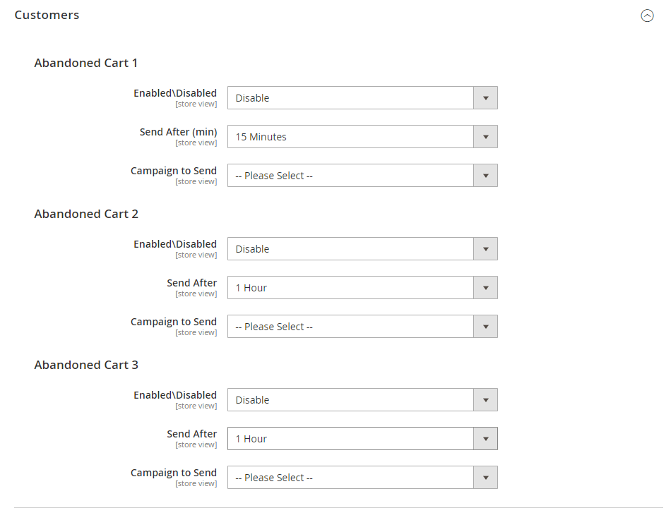 config engagement cloud abandoned carts guests