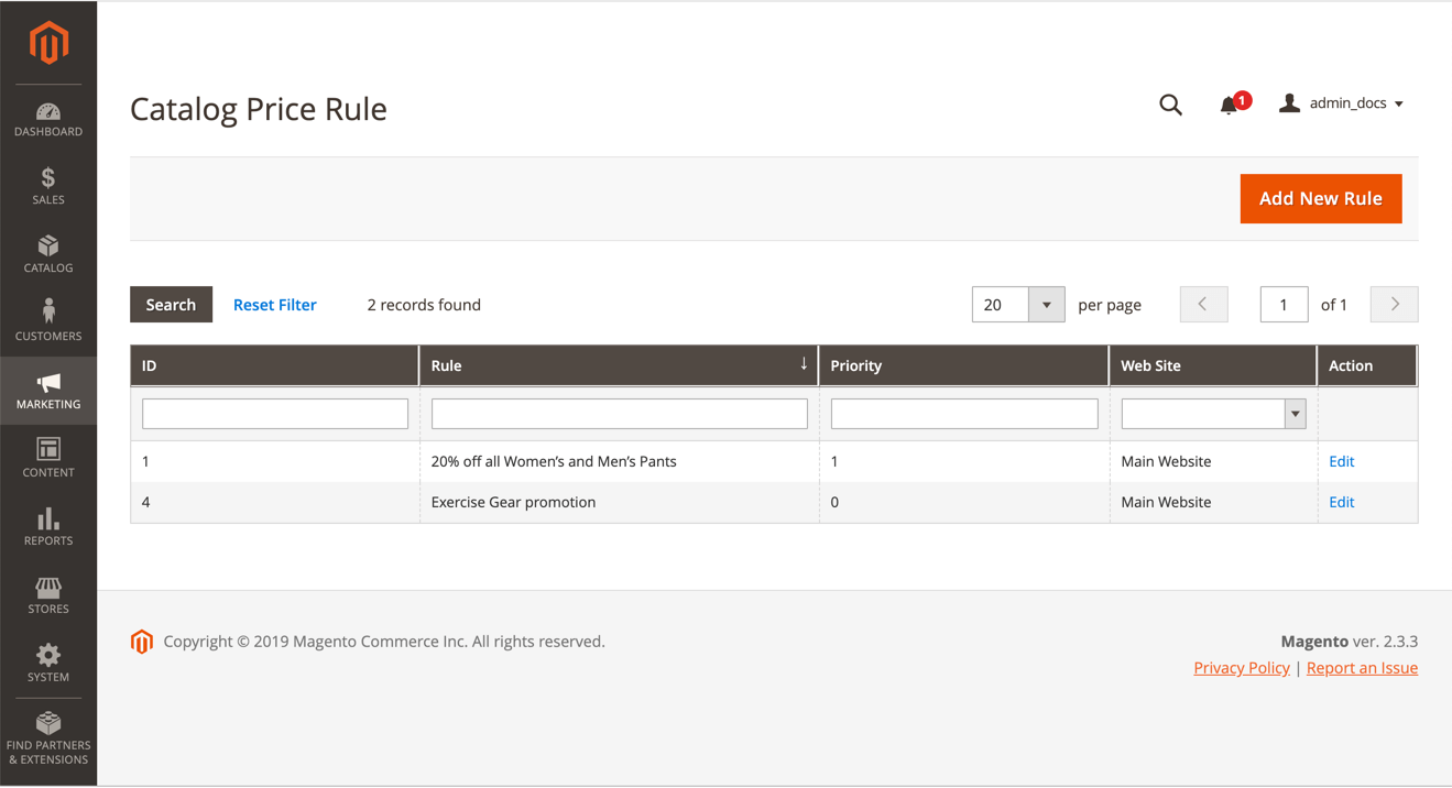 price rule catalog grid ee