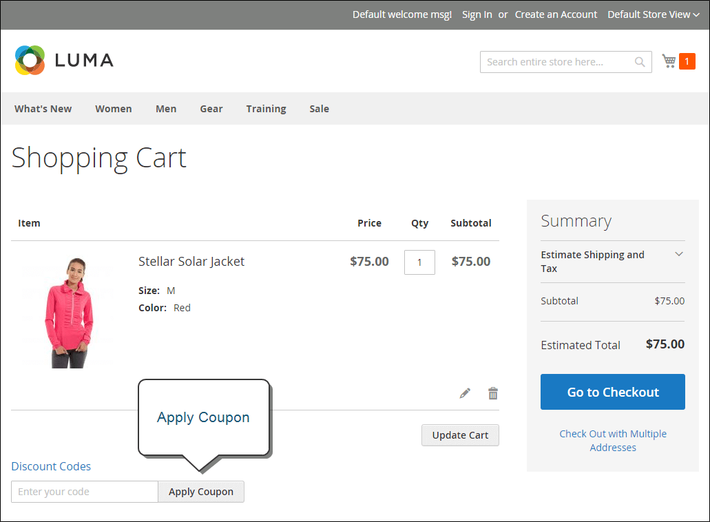 storefront cart apply coupon